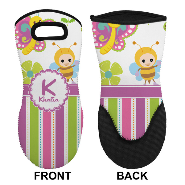 Butterflies & Stripes Neoprene Oven Mitt (Front & Back)