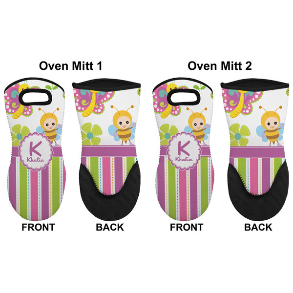 Butterflies & Stripes Neoprene Oven Mitt - Set of 2 - Approval