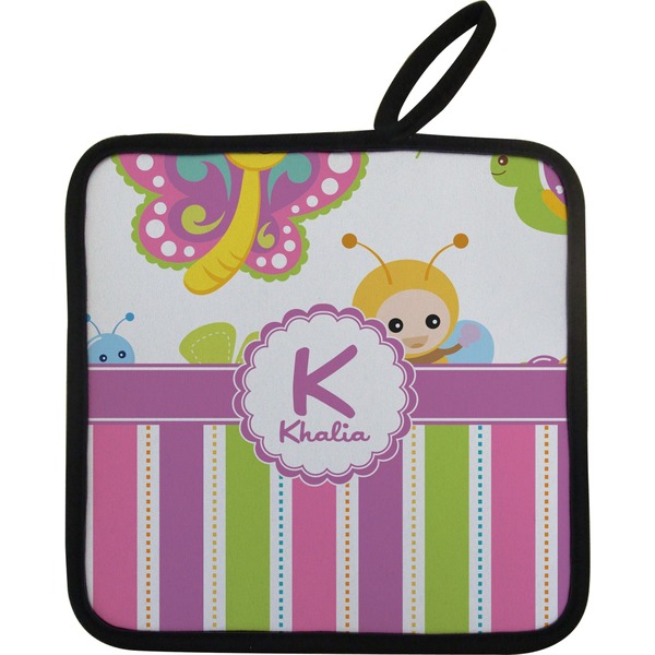 Custom Butterflies & Stripes Pot Holder w/ Name and Initial