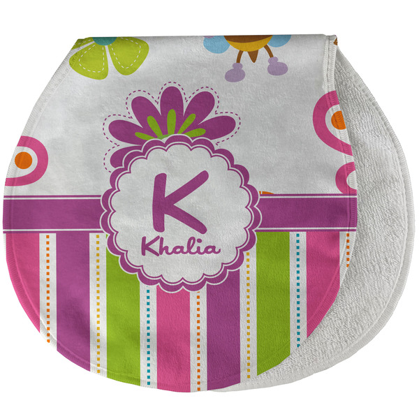 Custom Butterflies & Stripes Burp Pad - Velour w/ Name and Initial