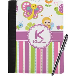 Butterflies & Stripes Notebook Padfolio - Large w/ Name and Initial