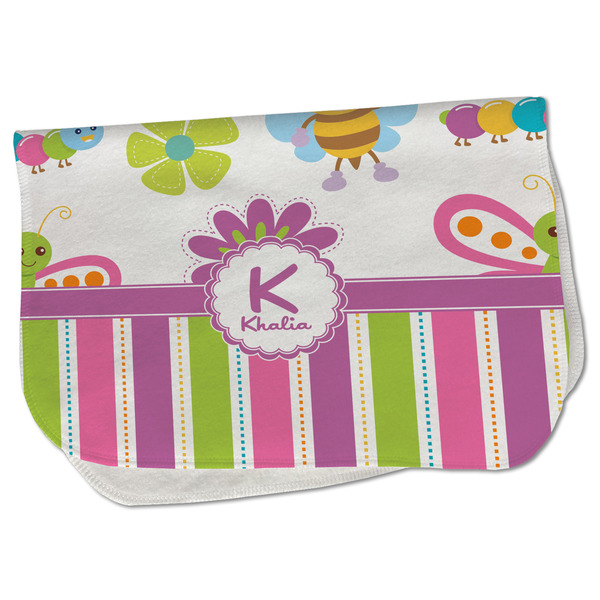 Custom Butterflies & Stripes Burp Cloth - Fleece w/ Name and Initial