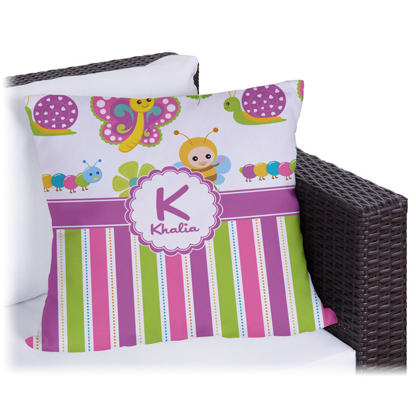 Custom Butterflies & Stripes Outdoor Pillow (Personalized)