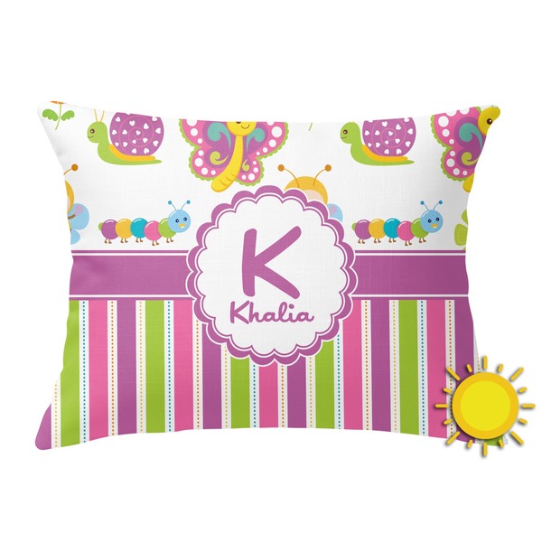 Custom Butterflies & Stripes Outdoor Throw Pillow (Rectangular) (Personalized)