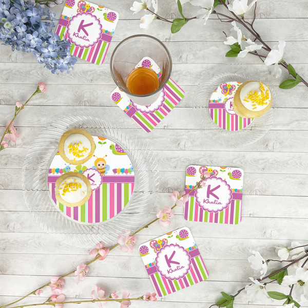 Butterflies & Stripes Paper Coasters - In Context