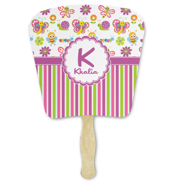 Custom Butterflies & Stripes Paper Fan (Personalized)