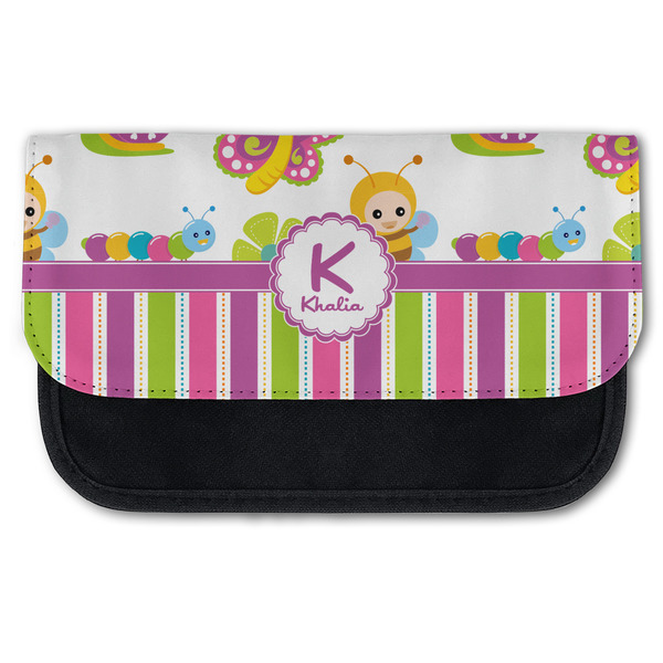 Custom Butterflies & Stripes Canvas Pencil Case w/ Name and Initial