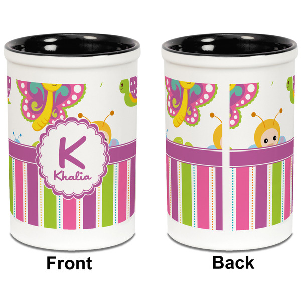 Butterflies & Stripes Pencil Holder - Black - approval