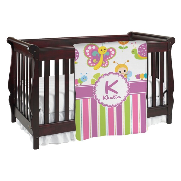 Custom Butterflies & Stripes Baby Blanket (Personalized)