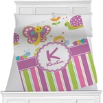 Butterflies & Stripes Minky Blanket - Toddler / Throw - 60"x50" - Single Sided (Personalized)