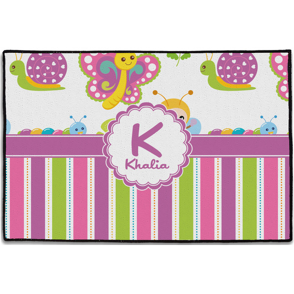 Custom Butterflies & Stripes Door Mat - 36"x24" (Personalized)