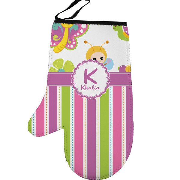 Butterflies & Stripes Personalized Oven Mitt - Left