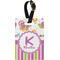 Butterflies & Stripes Plastic Luggage Tag - Rectangular w/ Name and Initial