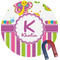 Butterflies & Stripes Round Fridge Magnet (Personalized)