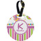 Butterflies & Stripes Personalized Round Luggage Tag