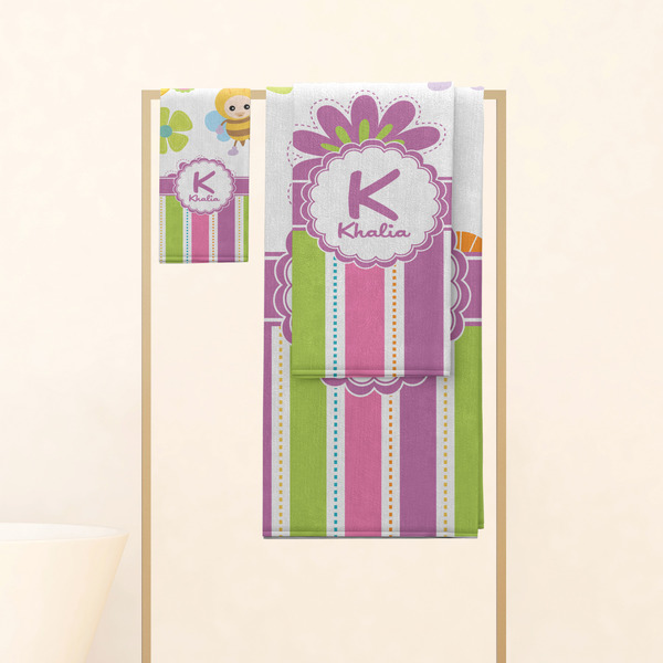 Butterflies & Stripes Personalized Towel Set