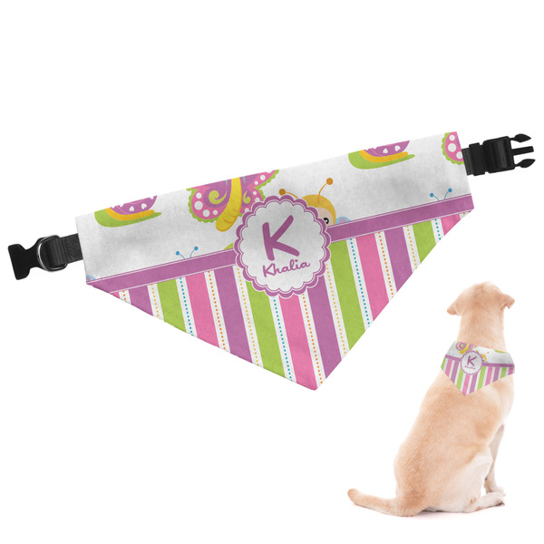 Custom Butterflies & Stripes Dog Bandana - XLarge (Personalized)