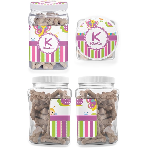 Butterflies & Stripes Pet Treat Jar - Multiple Angles