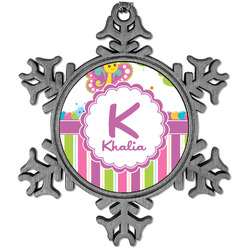 Butterflies & Stripes Vintage Snowflake Ornament (Personalized)