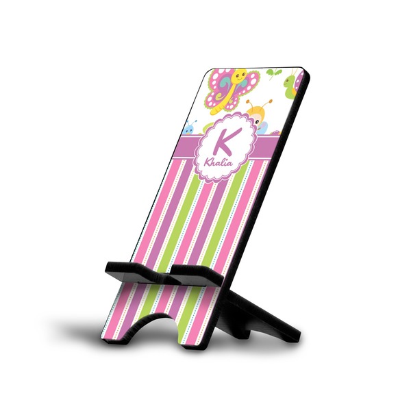 Custom Butterflies & Stripes Cell Phone Stand (Personalized)