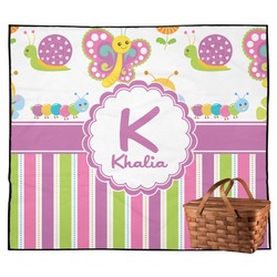 Butterflies & Stripes Outdoor Picnic Blanket (Personalized)