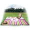 Butterflies & Stripes Picnic Blanket - with Basket Hat and Book - in Use