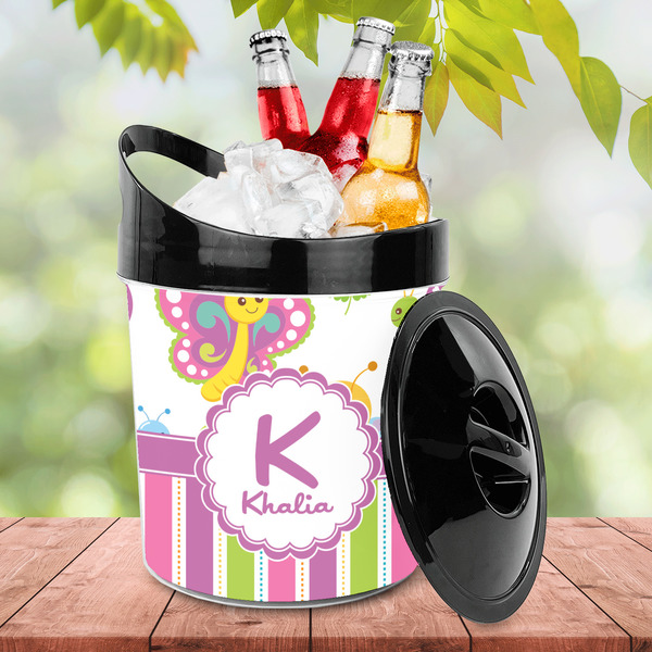 Butterflies & Stripes Plastic Ice Bucket - LIFESTYLE