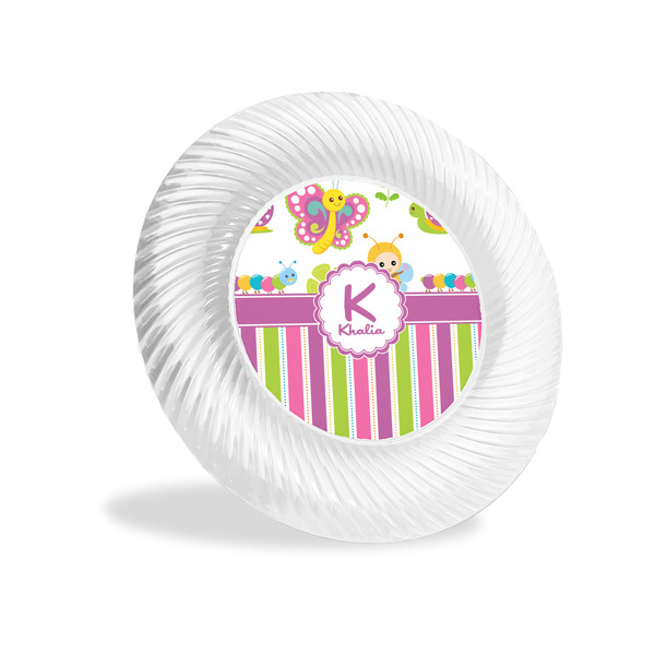 Custom Butterflies & Stripes Plastic Party Appetizer & Dessert Plates - 6" (Personalized)