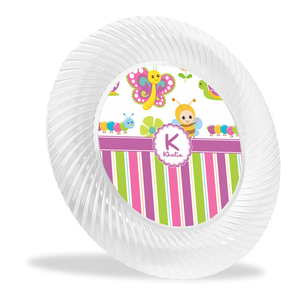 Custom Butterflies & Stripes Plastic Party Dinner Plates - 10" (Personalized)