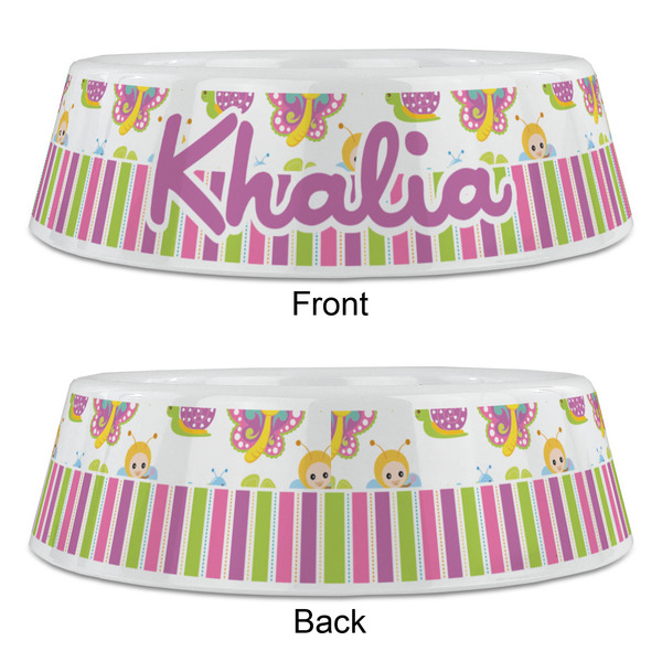 Butterflies & Stripes Plastic Pet Bowls - Large - APPROVAL