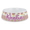 Butterflies & Stripes Plastic Dog Bowl - Large (Personalized)