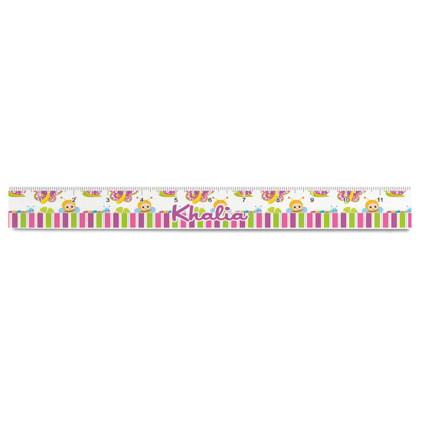 Butterflies & Stripes Plastic Ruler - 12" - FRONT