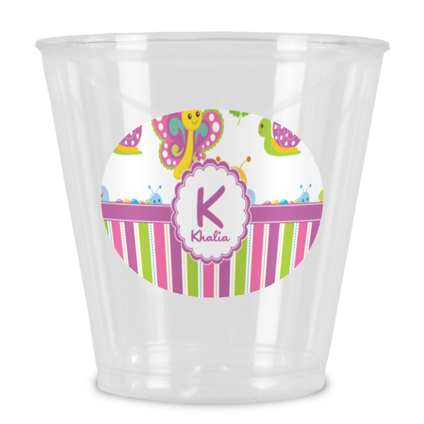 Custom Butterflies & Stripes Plastic Shot Glass (Personalized)