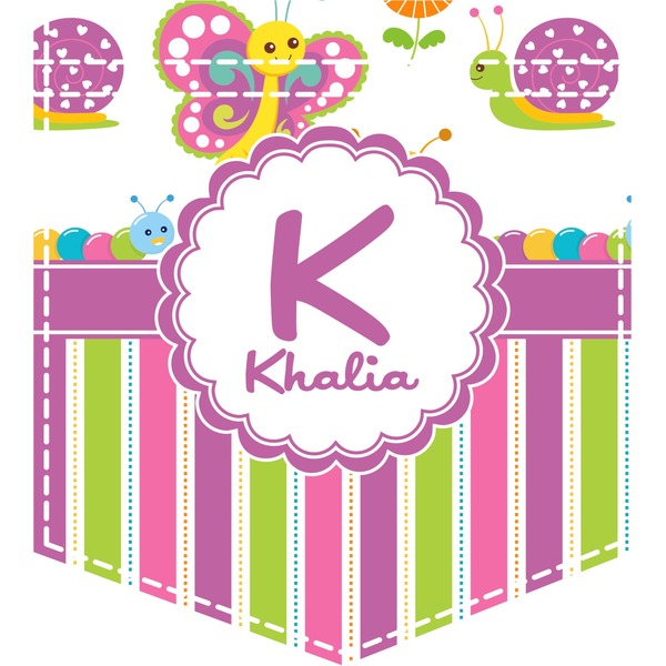 Custom Butterflies & Stripes Iron On Faux Pocket (Personalized)