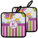 Butterflies & Stripes Pot Holders - Set of 2 w/ Name and Initial
