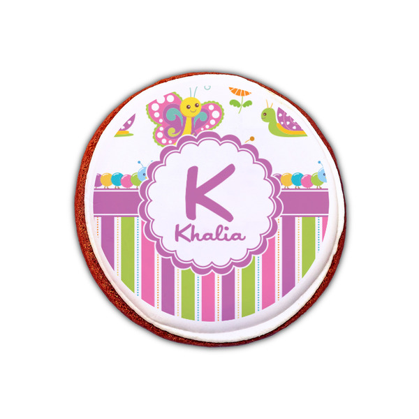 Butterflies & Stripes Printed Icing Circle - XSmall - On Cookie