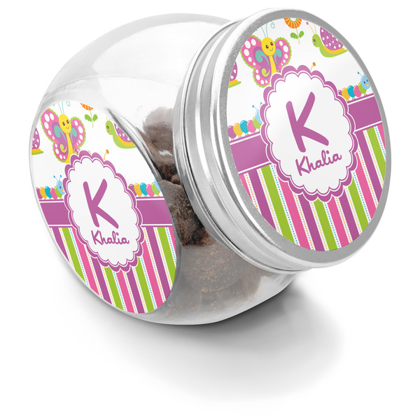 Custom Butterflies & Stripes Puppy Treat Jar (Personalized)