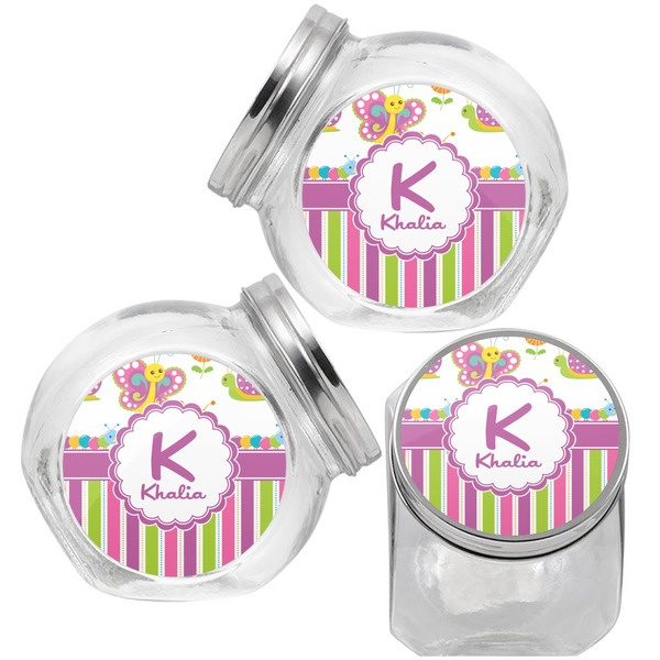 Butterflies & Stripes Puppy Treat Jar - Top Left Right