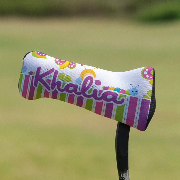 Butterflies & Stripes Putter Cover - On Putter