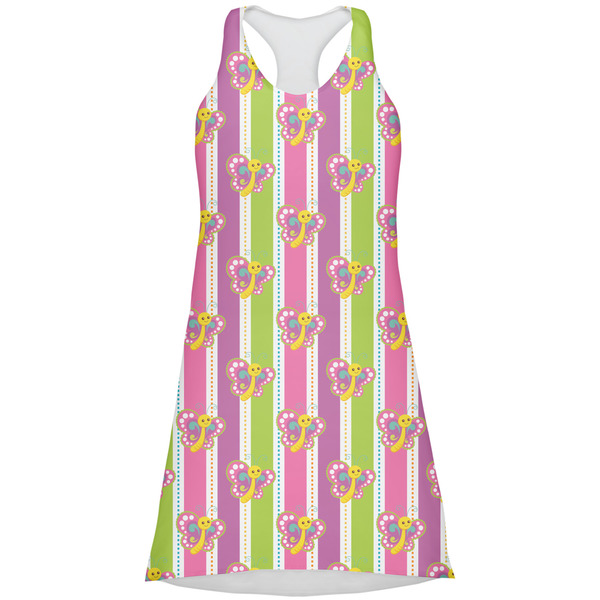 Custom Butterflies & Stripes Racerback Dress - X Large