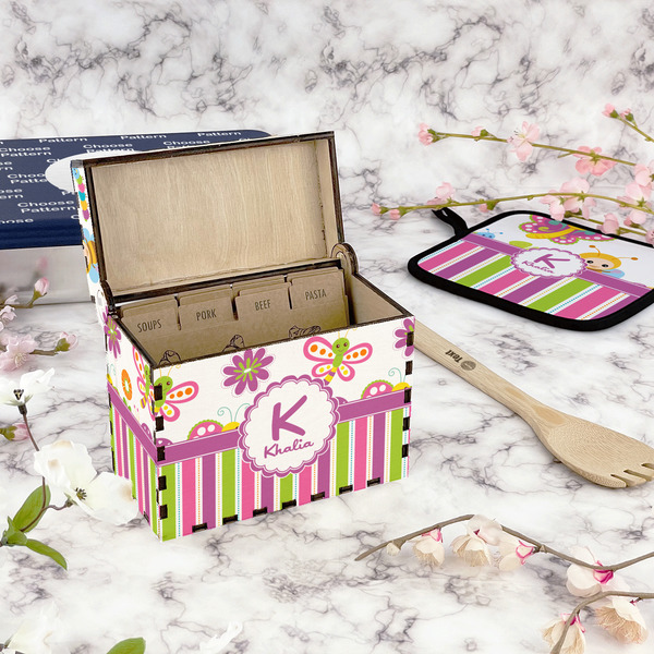 Butterflies & Stripes Recipe Box - Full Color - In Context