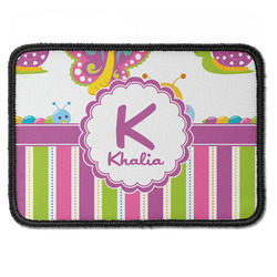 Butterflies & Stripes Iron On Rectangle Patch w/ Name and Initial
