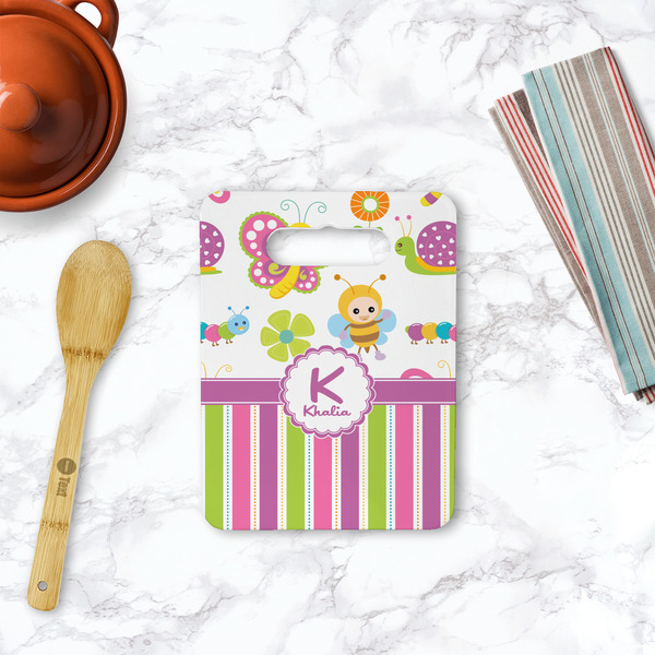 Butterflies & Stripes Rectangle Trivet with Handle - LIFESTYLE