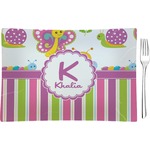 Butterflies & Stripes Rectangular Glass Appetizer / Dessert Plate - Single or Set (Personalized)