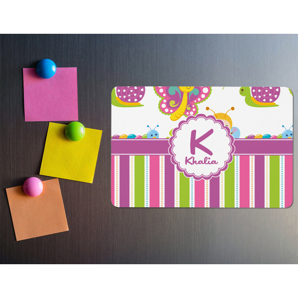 Butterflies & Stripes Rectangular Fridge Magnet - LIFESTYLE
