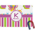 Butterflies & Stripes Rectangular Fridge Magnet (Personalized)