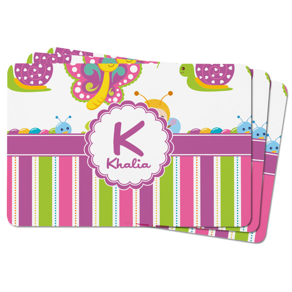 Butterflies & Stripes Rectangular Fridge Magnet - THREE
