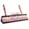 Butterflies & Stripes Red Mahogany Nameplate with Business Card Holder (Personalized)