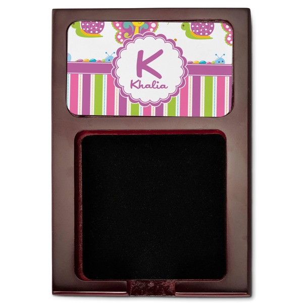 Butterflies & Stripes Red Mahogany Sticky Note Holder - Flat