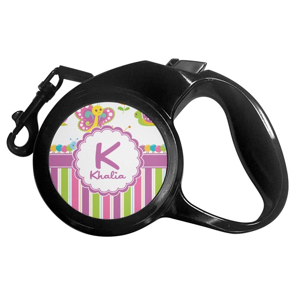 Custom Butterflies & Stripes Retractable Dog Leash - Medium (Personalized)